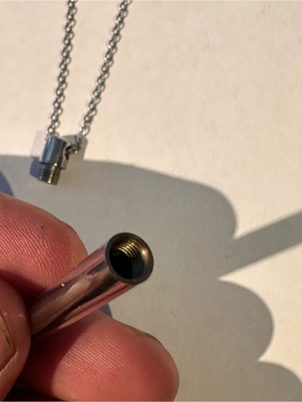 Stainless steel Cylinder Pendant Necklace - Silver